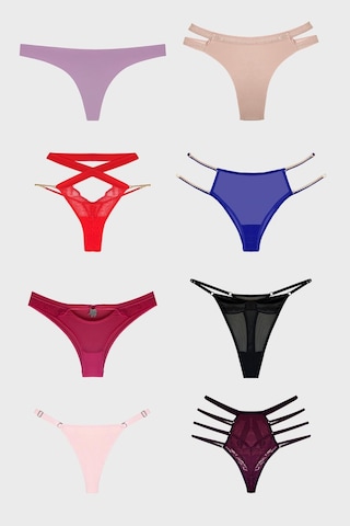 Cottonill Kadın Bikini Külot Brezilya Külot Tanga Külot Karma Paket 5'li Çok Renkli