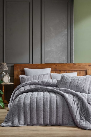 Elart Comfort Yeni Nesil Çift Kişilik Uyku Seti - 3 Parça Velvet Gümüş (230x220) Gümüş