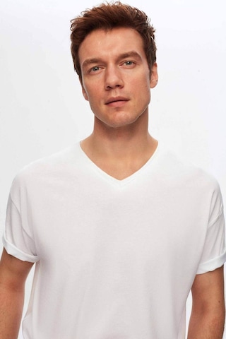 D's Damat Ds Damat Beyaz V Yaka %100 Pamuk T-shirt 4HC141996755M Beyaz