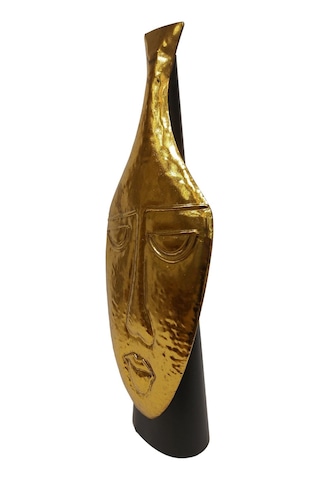 Biev Metal Vazo Yüz Kabartmalı 22x12x58 Cm