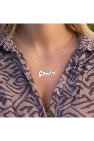 Nazar Mineli Yusufçuk İsimli Beyaz Gümüş Kolye Gümüş