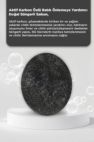 Aktif Karbon Özlü Batık Ve Çilek Bacak Onarımına Yardımcı Doğal Süngerli Sabun 130gr Aktif Karbon