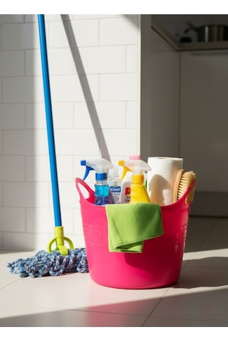 Pembe, Esnek Plastik Kova 20 Litre, Temizli Kovası, Esneyebilen Oyuncak Ve Çamaşır Sepeti Pembe