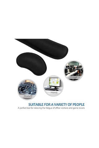 Bilek Desteği Mouse Pad Klavye Bilek Desteği Seti Hafızalı,siyah
