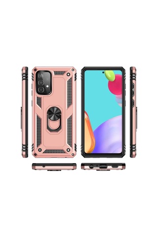 Samsung Galaxy A53 5g Kılıf Sofya Yüzüklü Silikon Kapak - Rose Siyah