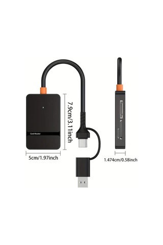 Xuweiwei Xuanguı 8li Siyah Usb C Usb A Kart Okuyucu Sd Tf Cf Ms Kartlar Ve Usb Bellek Sürücüler İçin Taşınabilir Adaptör