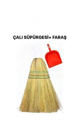 Anadolu Ot Çalı Yer Süpürme El Fırçası Ve Plastik Faraş Seti