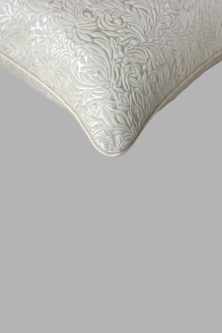 Kırlent Kılıfı Desenli Jakarlı Dokuma Kumaş 35x50 Çift Taraflı Biyeli Krem