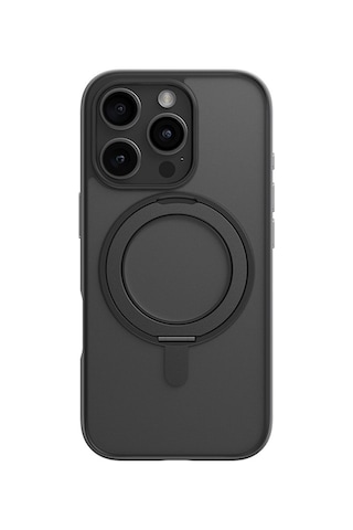 Apple Uyumlu iPhone Blueo 16 Pro Skin Friendly 360 Rotatable Magsafe Standlı Siyah Telefon Kılıfı