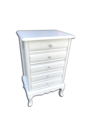 Şifonyer Aslan Model Kayın Torna Ayak Çekmec 1Ad Parlak Beyaz Natüre PORSELEN Kulp El Yapım