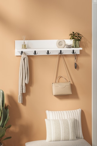 Bofigo Portmanto Duvar Elbise Askılığı 80 CM Vega Beyaz
