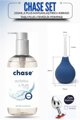 A Plus Kayganlaştırıcı Jel 250 Ml + Kırmızı Taşlı Plug + Hijyenik Temizlik Pompası - 3'lü Set