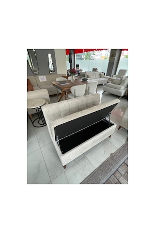110 Cm Sandıklı Balkon Koltuğu Krem Krem