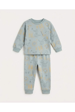 Genel Markalar Alt Üst Takım Erkek Bebek Gri Hayvan Desenli Pijama