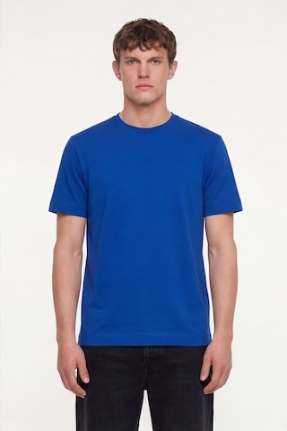 Sabri Özel Erkek Saks Mavi Normal Kesim Regular FitPamuk Dokuma Bisiklet Yaka Basic T-shirt