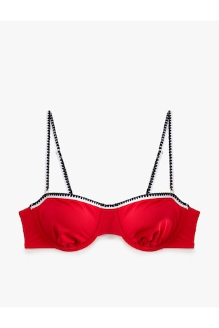 Koton Çıkarılabilir Askılı Kroşe Detaylı Balenli Bikini Üst Kırmızı 6sak10212mm