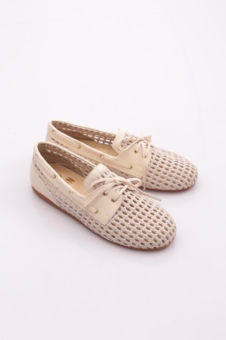 Dgn B00112 Kadin Delikli Oxford Ayakkabi Bej