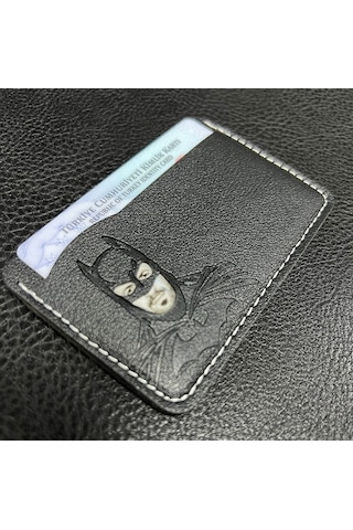 Koto Batman Tasarımlı El Yapımı Hakiki Deri Cüzdan & Kartlık Siyah