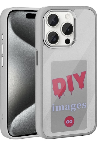 Zore Apple Uyumlu iPhone 15 Pro Max Kılıf Ekranı Yansıtan Akıllı Nfc Kapak - Gri Gri