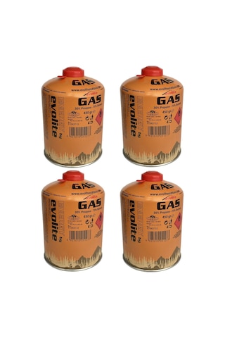 Evolite Butane Propane Vidalı 450 Gr. Ocak Kartuşu - 4 Adet Çok Renkli