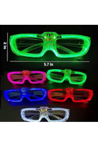 Beyaz Led Işıklı Parti Gözlüğü 3 Modlu Glow & Gece Eğlence Gözlüğü - Elm-01-874134 Çok Renkli