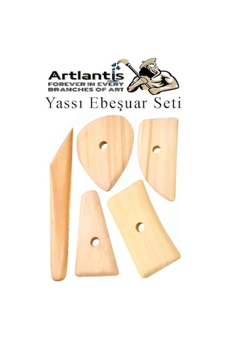 Yassı Ebeşuar 5 Li 1 Paket Seramik Çömlek Kil Heykel Kazıyıcı Şekillendirme Aleti Ahşap Kil Modelleme Şekillendirici