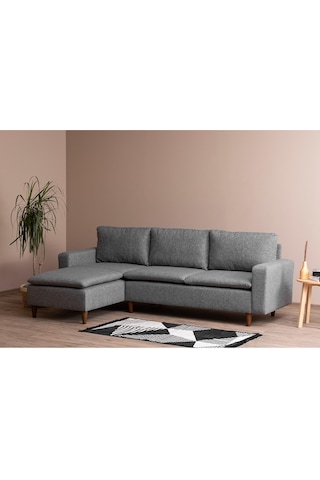 Lungo Modüler Köşe Koltuk Takımı L Koltuk - Gri Keten Açık Gri