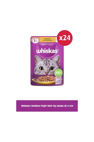 Whiskas Pouch Tavuklu Yetişkin Kedi Mama 24 x 85 G
