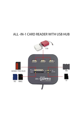 Okuyucu Usb 3 Hub Kart Okuyuculu Usb Kartı Usb 3 Hepsi Bir Arada
