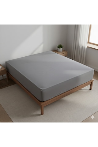 %100 Organik Pamuk Premium Lastikli Çarşaf Çift Kişilik 160x200+30 Dolmabahçe Serisi Antrasit