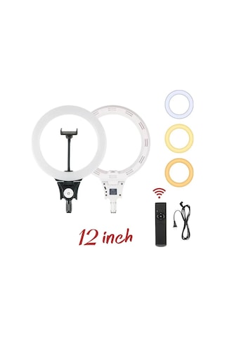 Jmary Fm-12r Kumandalı 30cm Işıklı Telefon Tutucu Ring Light Siyah
