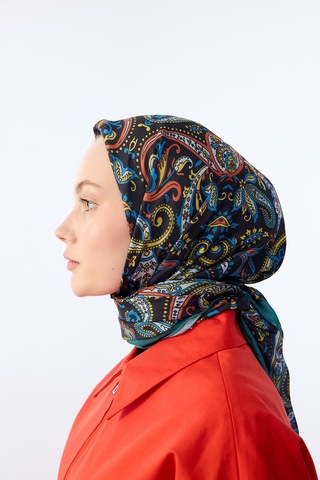 Mirsoy Scarf Rana Etnik Desen Eşarp Siyah