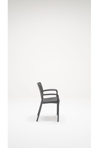 4 Adet Rattan Lüx Antrasit Sandalye / Balkon-Bahçe-Teras Antrasit