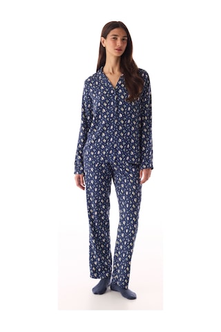 Penti Koyu Mavi Pretty Flowers Gömlek Pantolon Pijama Takımı K.mavı