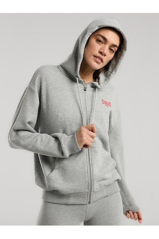 Everlast Ever Classics Wmn Gri Melanj Kadın Kapüşonlu Full Zip Sweatshirt Gri Melanj