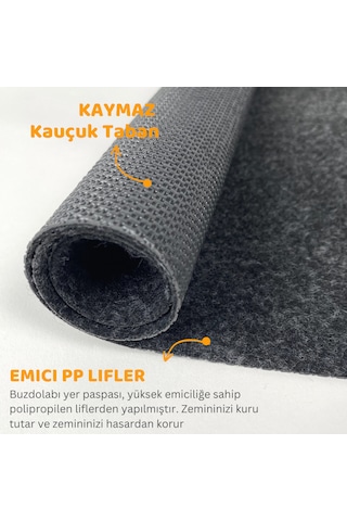 Beylini Su Geçirmez Buzdolabı Matı Kaymaz Taban Antrasit 91x91