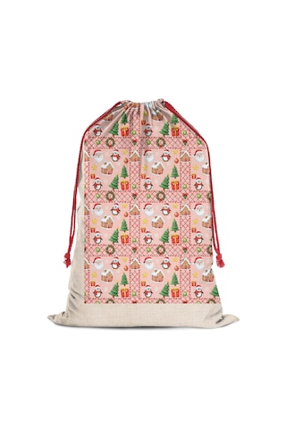 Büyük Noel Baba Hediye Çantası, Pamuklu Kordonlu, Yeniden Kullanılabilir Noel Baba Noel Penguen