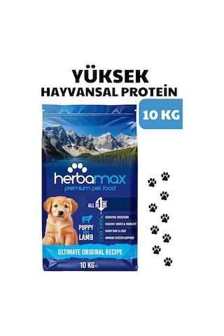 Herbamax Puppy Kuzu Etli ve Pirinçli Yavru Köpek Maması 10 KG
