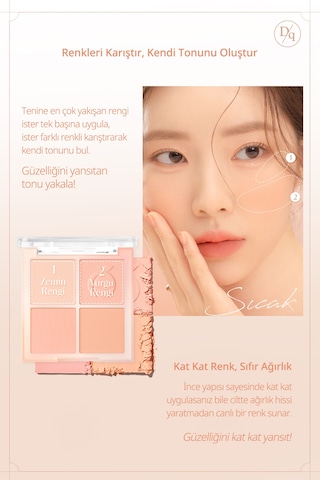 Dasique Karıştırılabilir Renk Tonlarına Sahip 4lü Allık Blending Mood Cheek 03 Peach Blending 03 Peach Blending