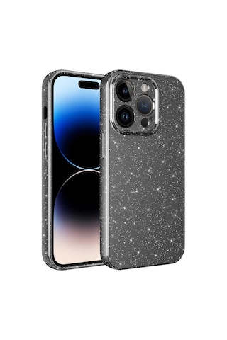 Zeyline Apple Uyumlu iPhone 14 Pro Max Kamera Korumalı Simli Lüks Zore Koton Kapak-gri