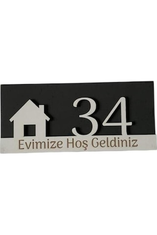 Ev Motifli Ahşap Kapı Numaralığı