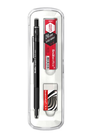 Scrikss Graph-x 2b 0.5 Mat Siyah Mekanik Kurşun Kalem Üçlü Seti