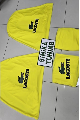 Lacoste Sarı Otomobil Servis Kılıfı Ön Ve Arka 4parça Takım 1.kalite Likrali Penye Yıkanabilir Her A 1 Takım