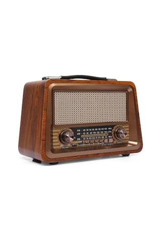 Ultratekno Nostaljik Radyo Gerçek Ahşap Eskitme Bluetooth Hoparlör Mp3 Çalar Müzik Kutusu
