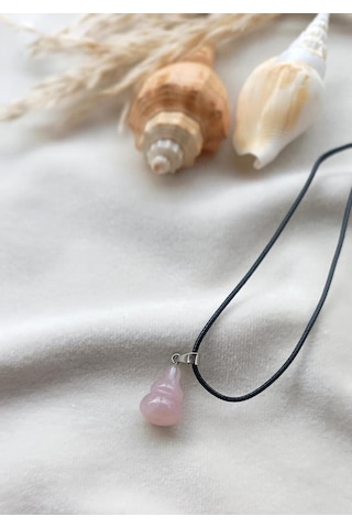 Kolye Gerdanlık Kalp Çakra Yoga Reiki Doğal Pembe Kuvars Taş Kadın