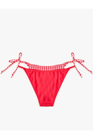 Koton Koton X Sibil Çetinkaya - Yanları İpli Katmanlı Bel Detaylı Pötikareli Bikini Altı Kırmızı 6sak00223mm