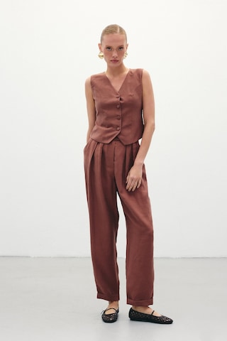 Sateen Salaş Keten Pantolon - Kahve-136266 Kahve