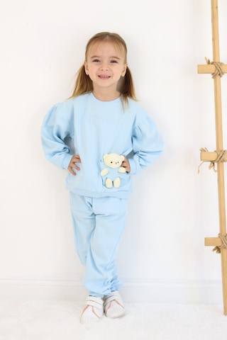 Kız Çocuk Orta Kalınlıkta Ayıcık Oyuncaklı Eşofman Takımı Mavi