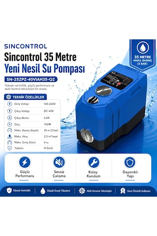 Sincontrol Sn-25zpz-40vıah35-q2 35 Metre Yeni Nesil Su Pompası 160w