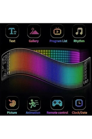 16x144 Matrix Led Panel Cama Yapışan Telefon Kontrollü Led Lamba